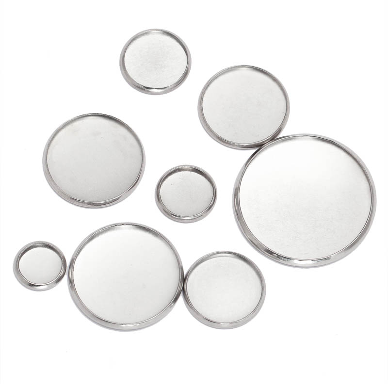 20pcs Stainless Steel Round Se - огляд і ціна Bezels Set Pendant